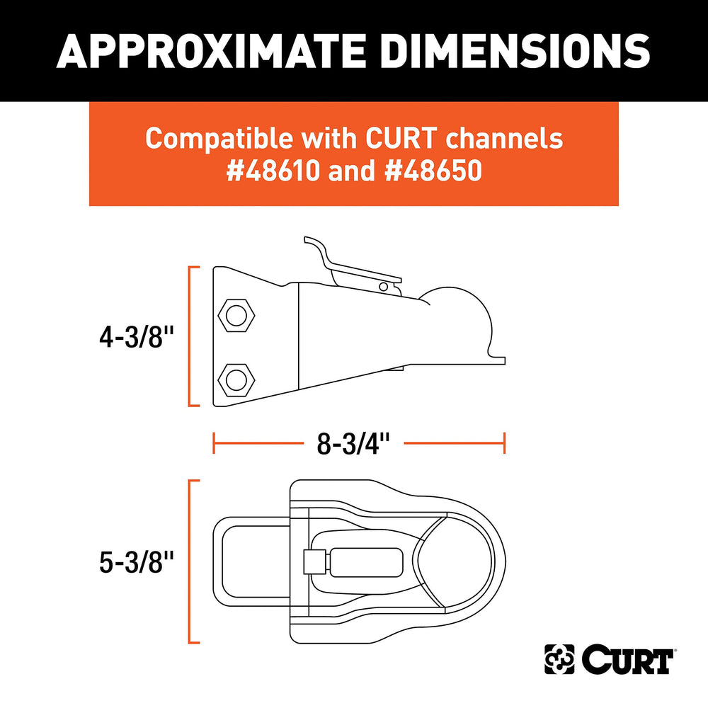 CURT close-up of latch mechanism highlighting easy operation and lock provision