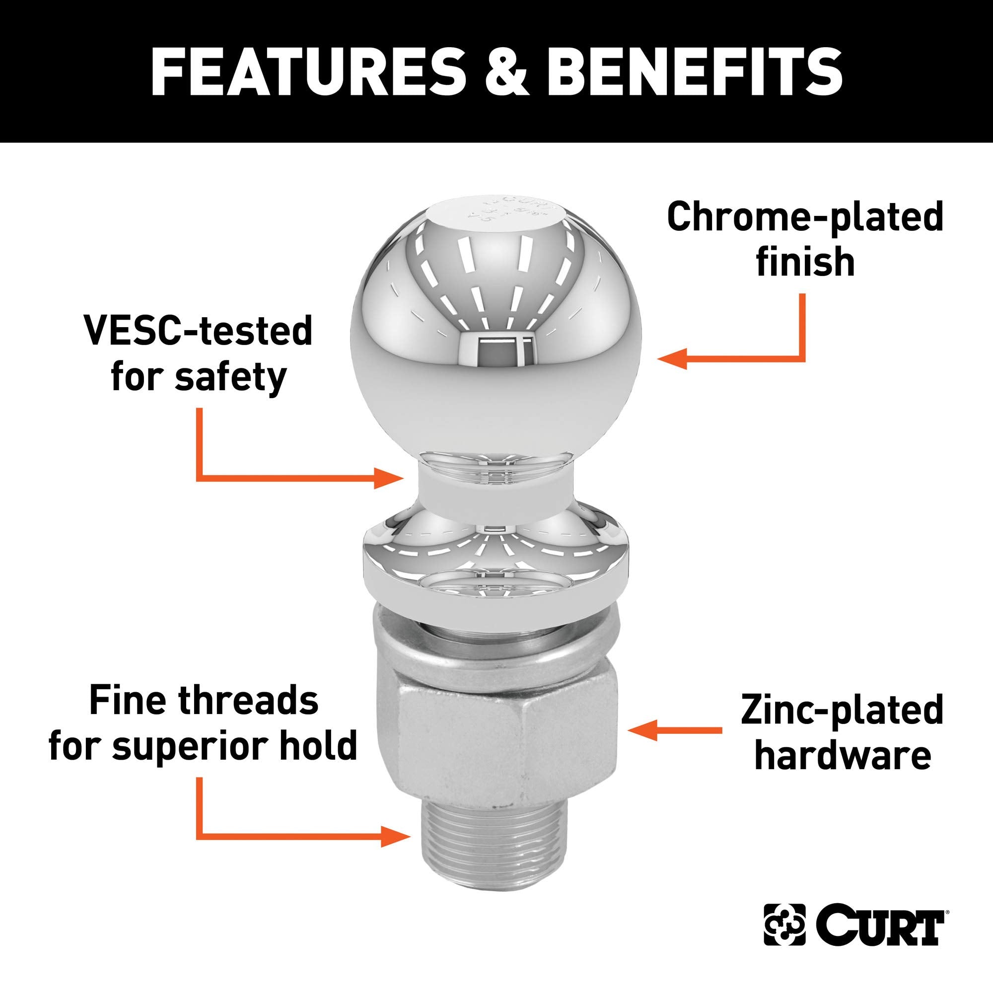 CURT 40002 thread detail highlighting fine threads for improved holding strength
