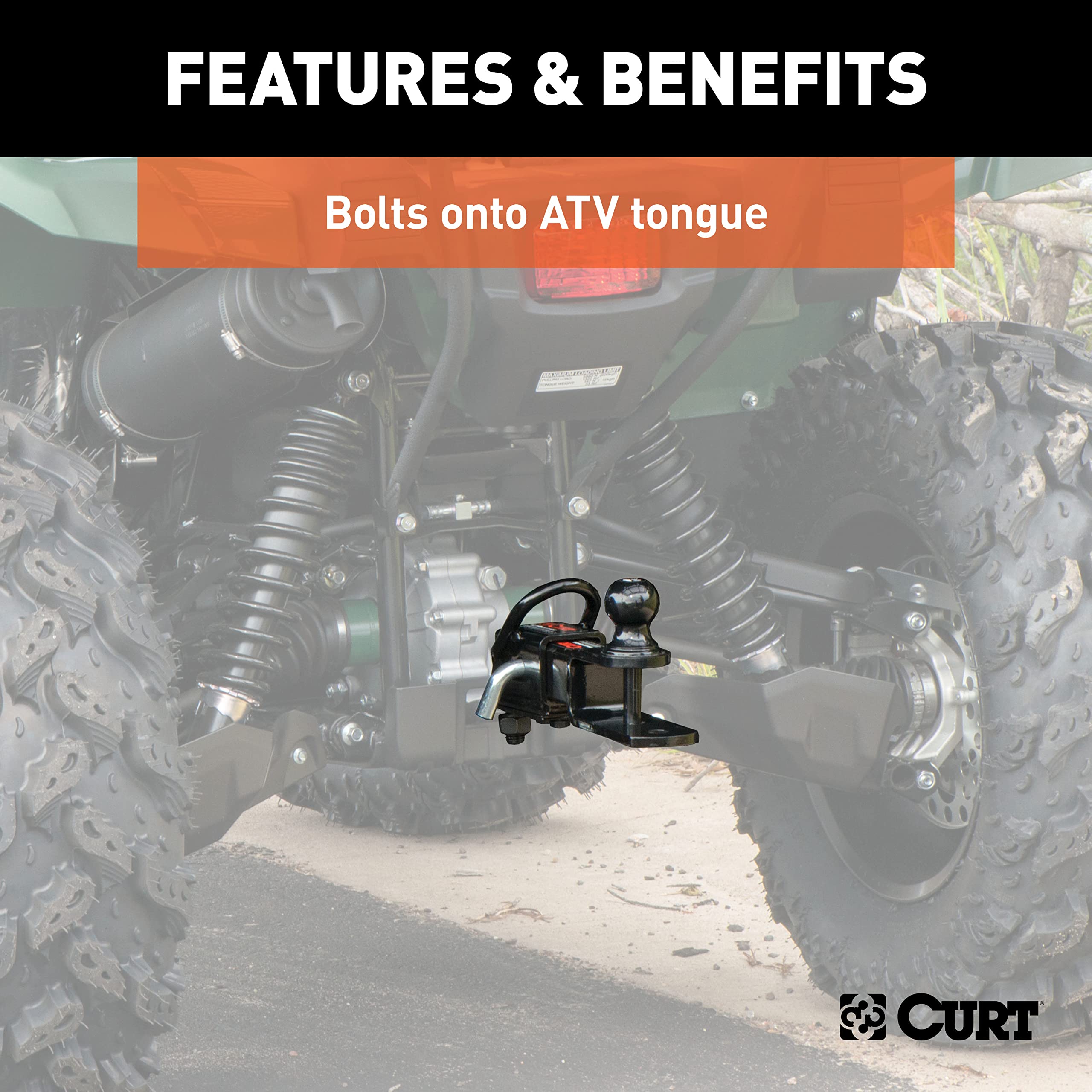 CURT 45006 installed on ATV demonstrating practical towing setup