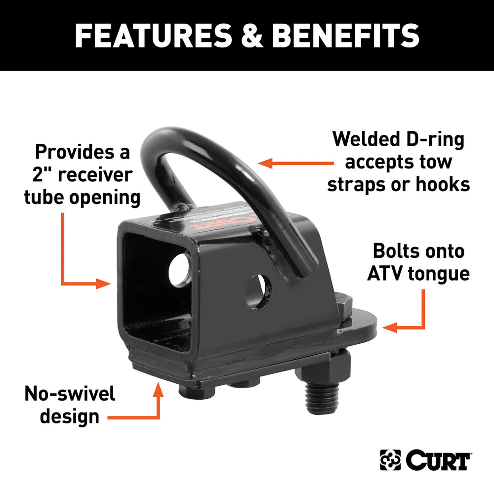 CURT 45006 2x2 receiver opening showing standard accessory compatibility
