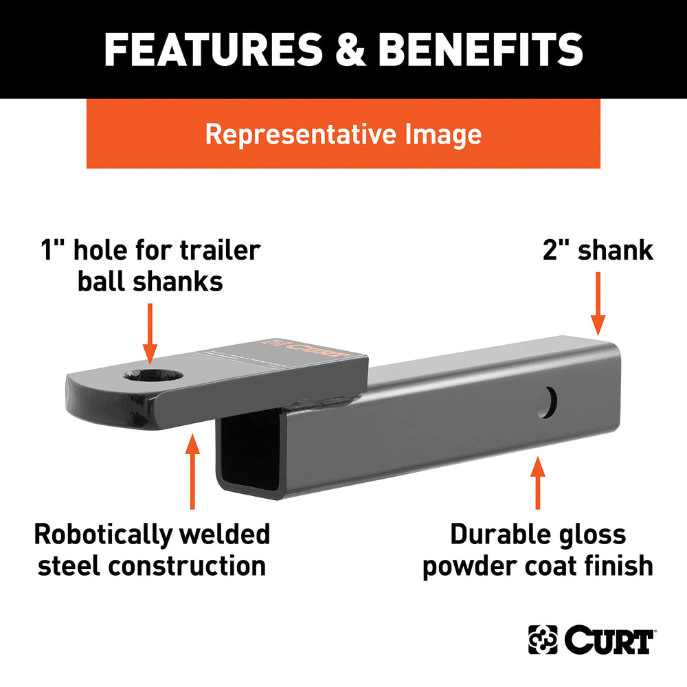 CURT detail of 1" ball hole for compatible trailer ball installation benefit