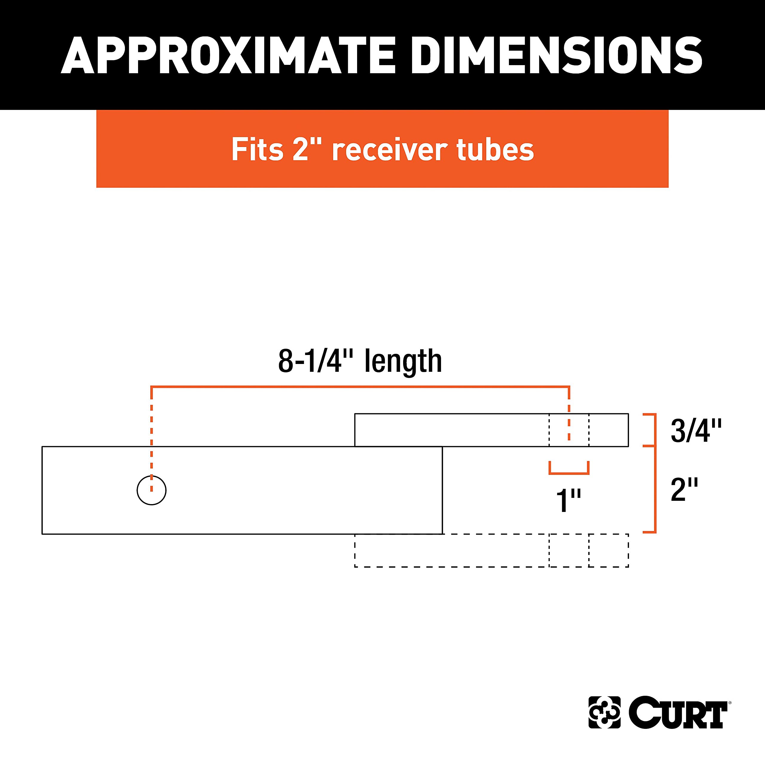 CURT side view displaying 2" drop and 3/4" rise for level towing benefit