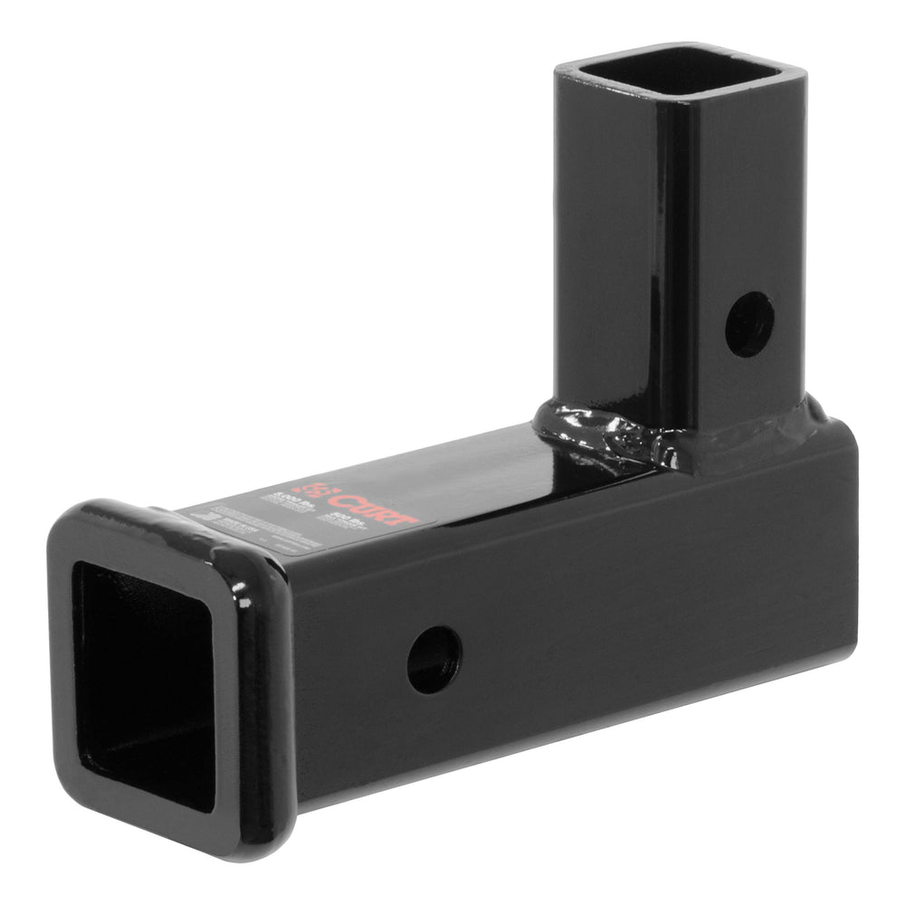 CURT front view of adapter shows 2" receivers and clean fit benefit