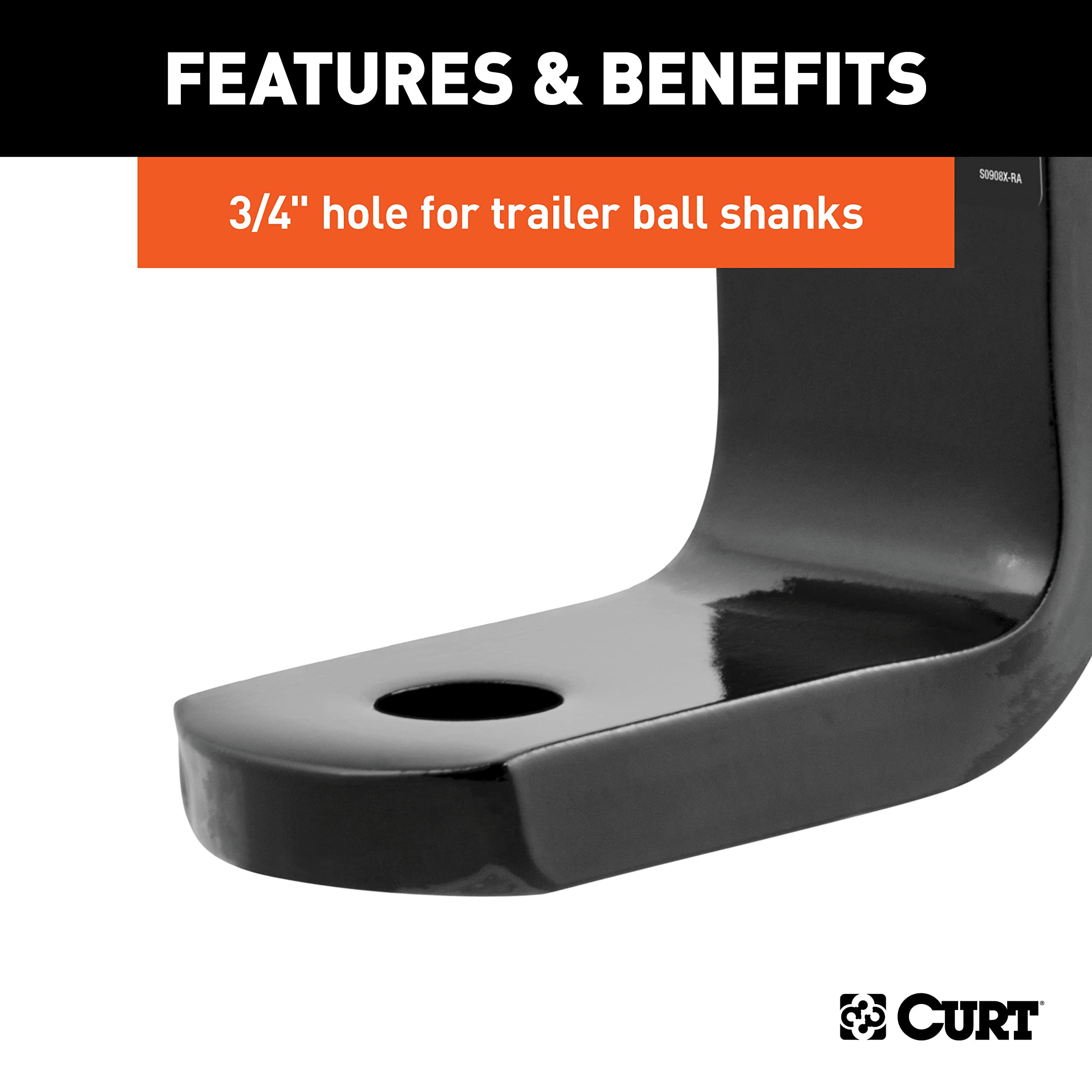 CURT high-gloss black powder coat close-up showing corrosion resistance