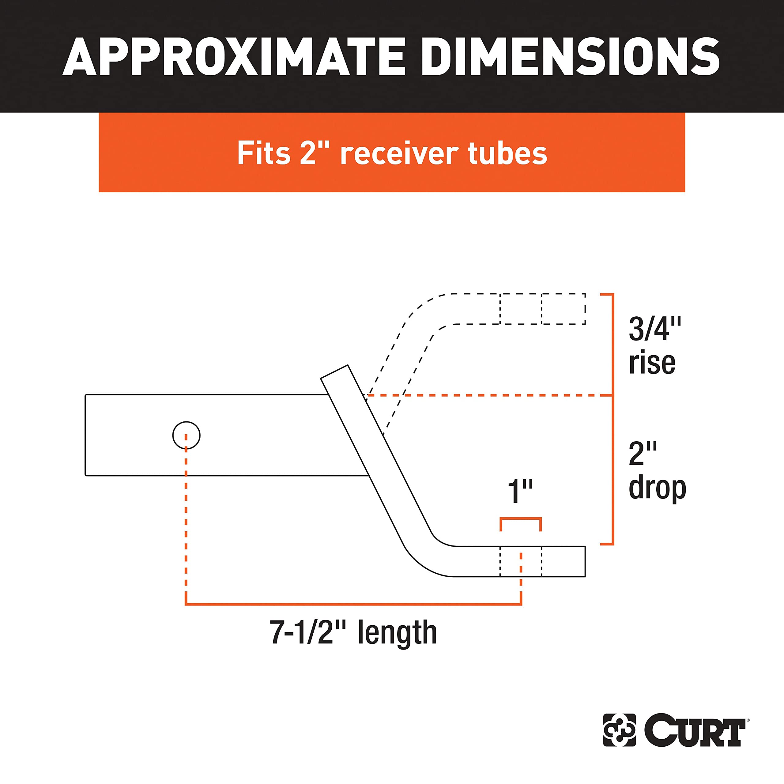CURT 45030 shank close-up showing 2x2 inch fit and easy insertion benefit