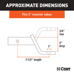 CURT 45030 shank close-up showing 2x2 inch fit and easy insertion benefit