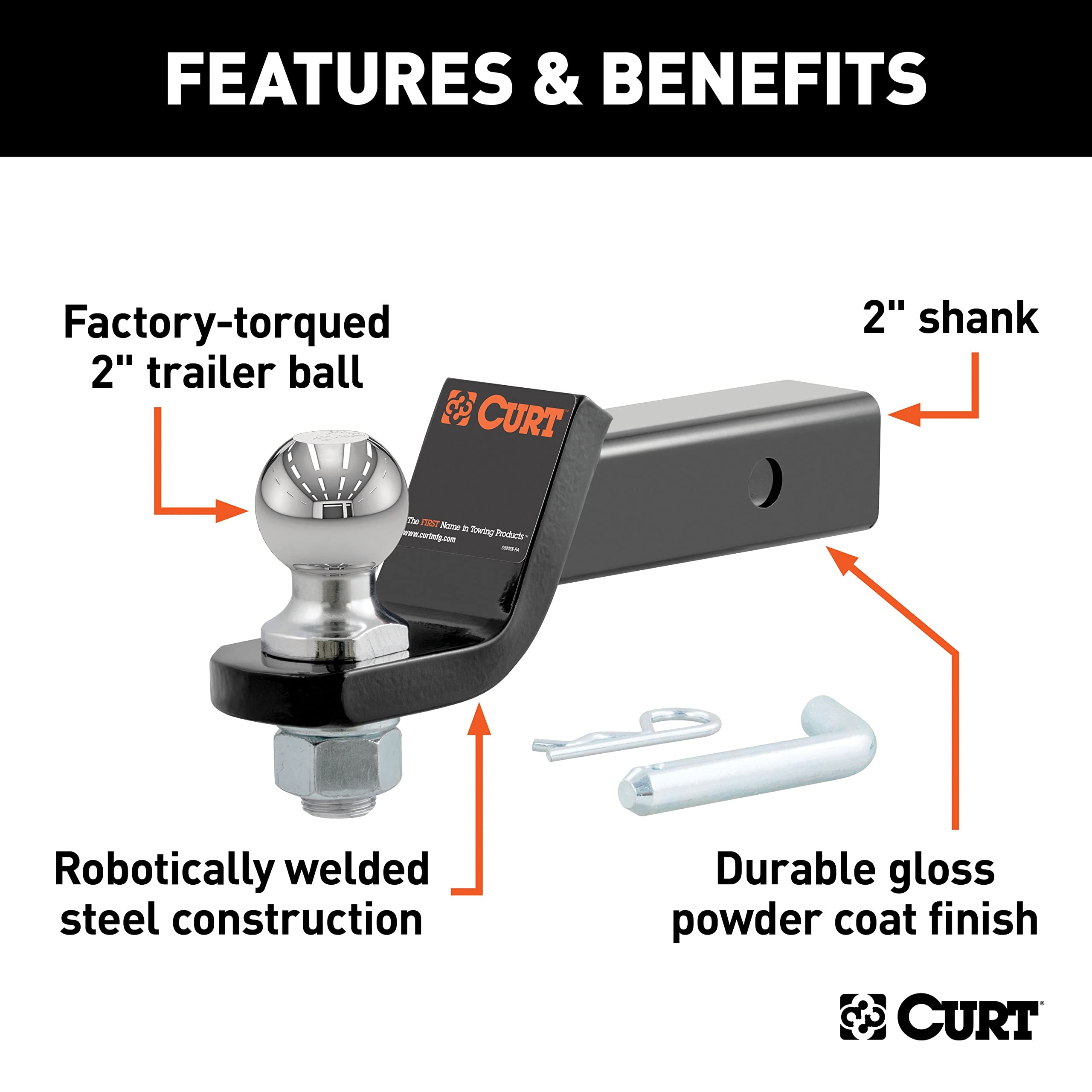 CURT 45036 close-up of polished chrome ball showing smooth coupling benefit