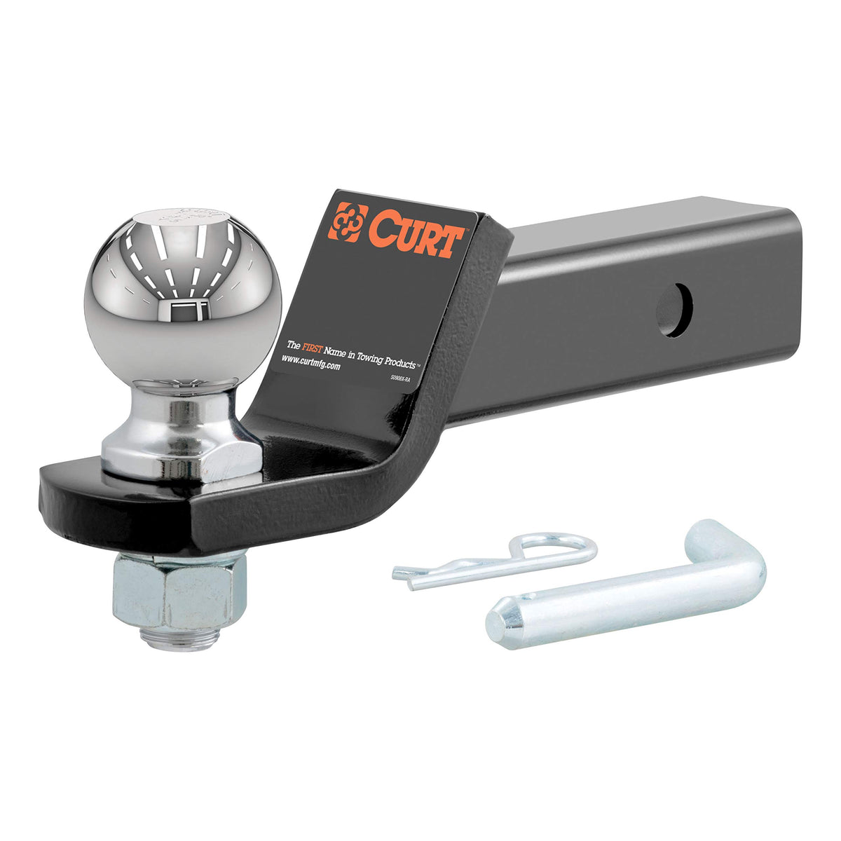 CURT 45041 front view showing ball mount ready to tow and durable finish