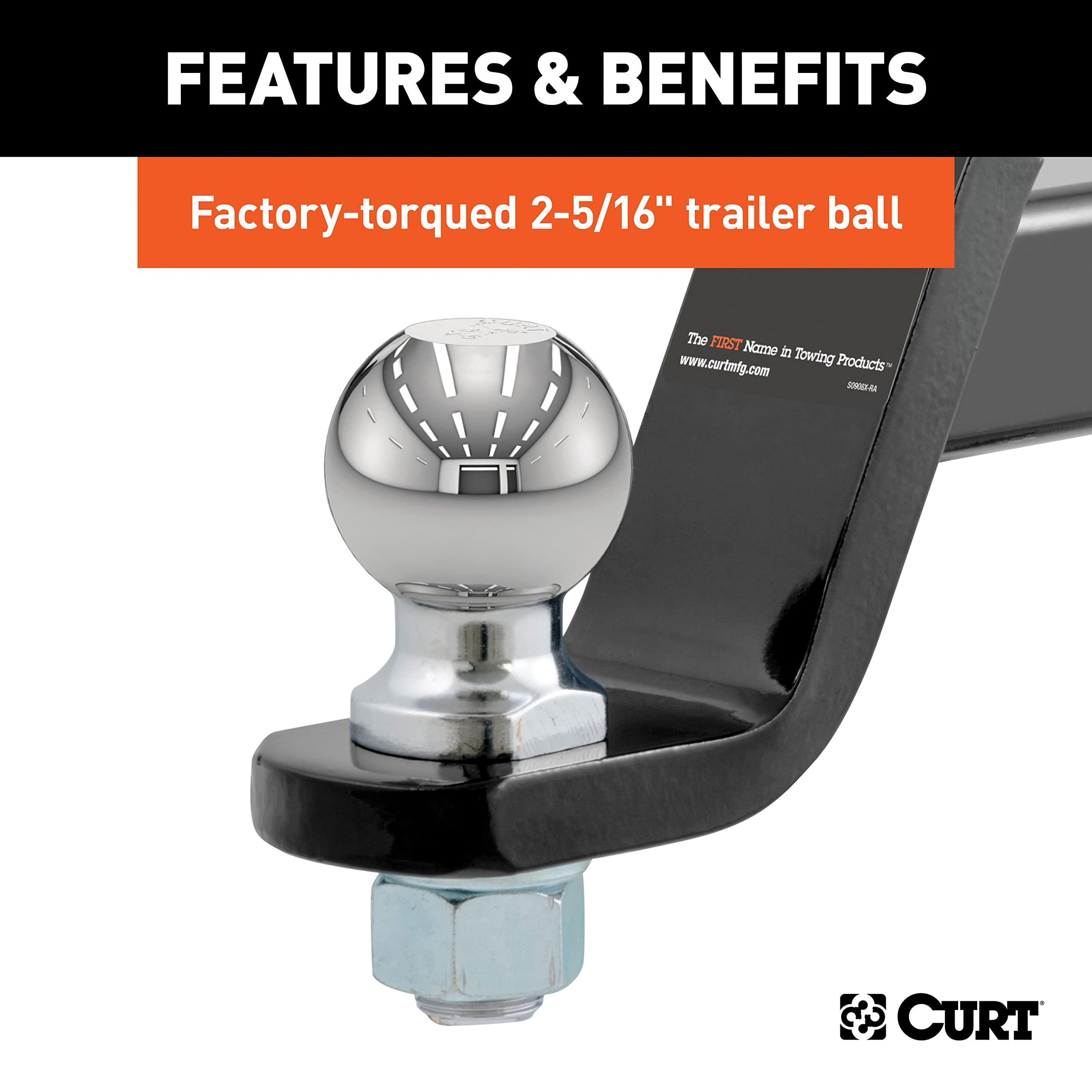 CURT 45042 installed in a receiver with pin and clip showing secure fitment