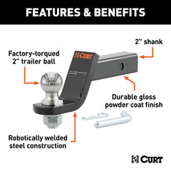 CURT 45056 side view highlighting the 4-inch drop and 8-1/4-inch length benefit