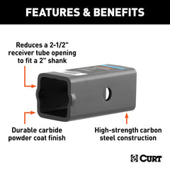 CURT sleeve installed with 2" ball mount demonstrating secure accessory compatibility
