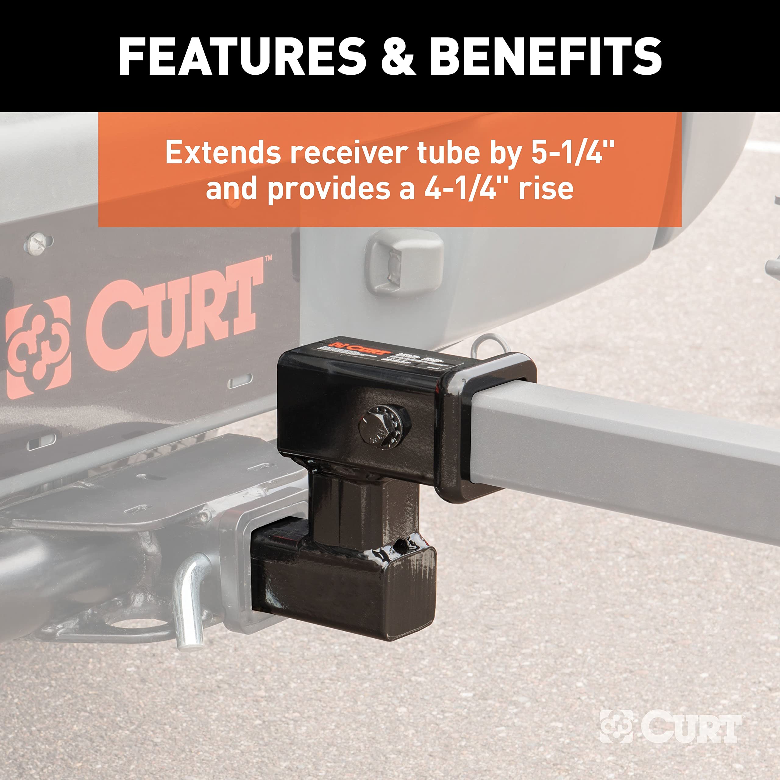 CURT 45794 next to a ruler to show 5-1/4 inch extension for accurate size reference