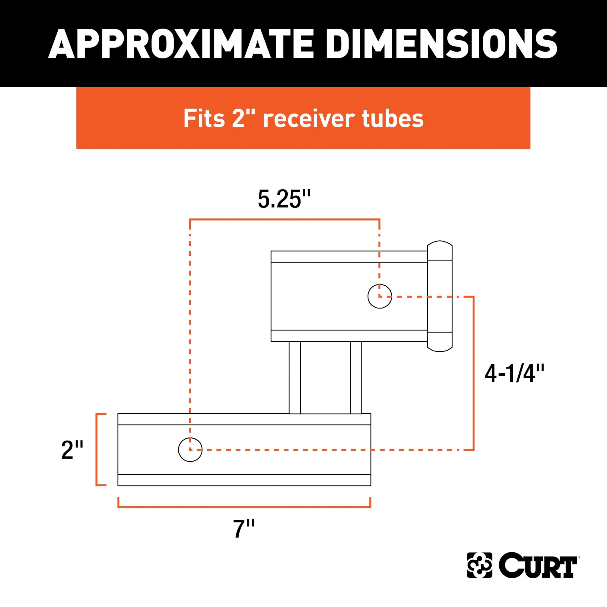 CURT 45794 side profile displaying 4-1/4 inch rise and 5-1/4 inch extension for clearance