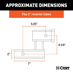 CURT 45794 side profile displaying 4-1/4 inch rise and 5-1/4 inch extension for clearance