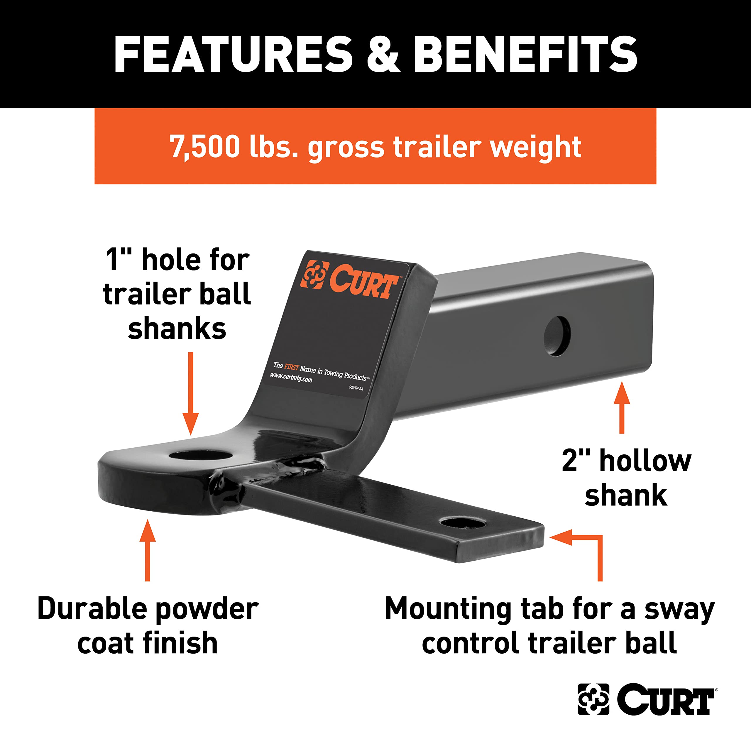 CURT 45820 ball platform with 1-inch hole for standard trailer ball shank, precise fit