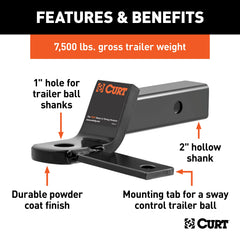 CURT 45820 ball platform with 1-inch hole for standard trailer ball shank, precise fit