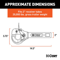 CURT 48004 close-up of hook and spring-loaded locking arm for secure hold