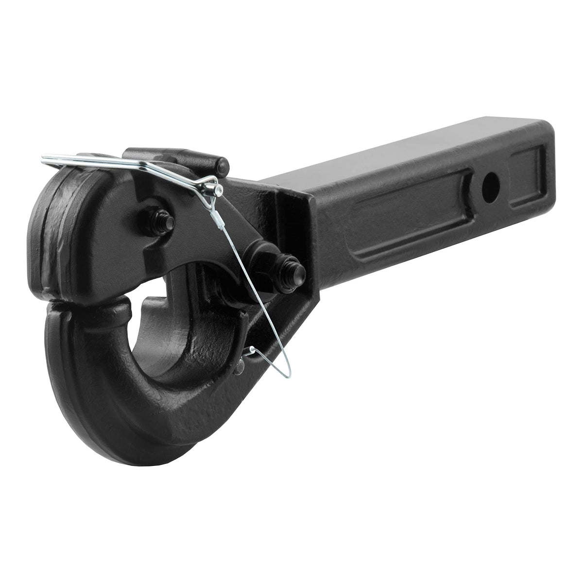 CURT 48004 front view showing receiver-mounted pintle hook and durable finish