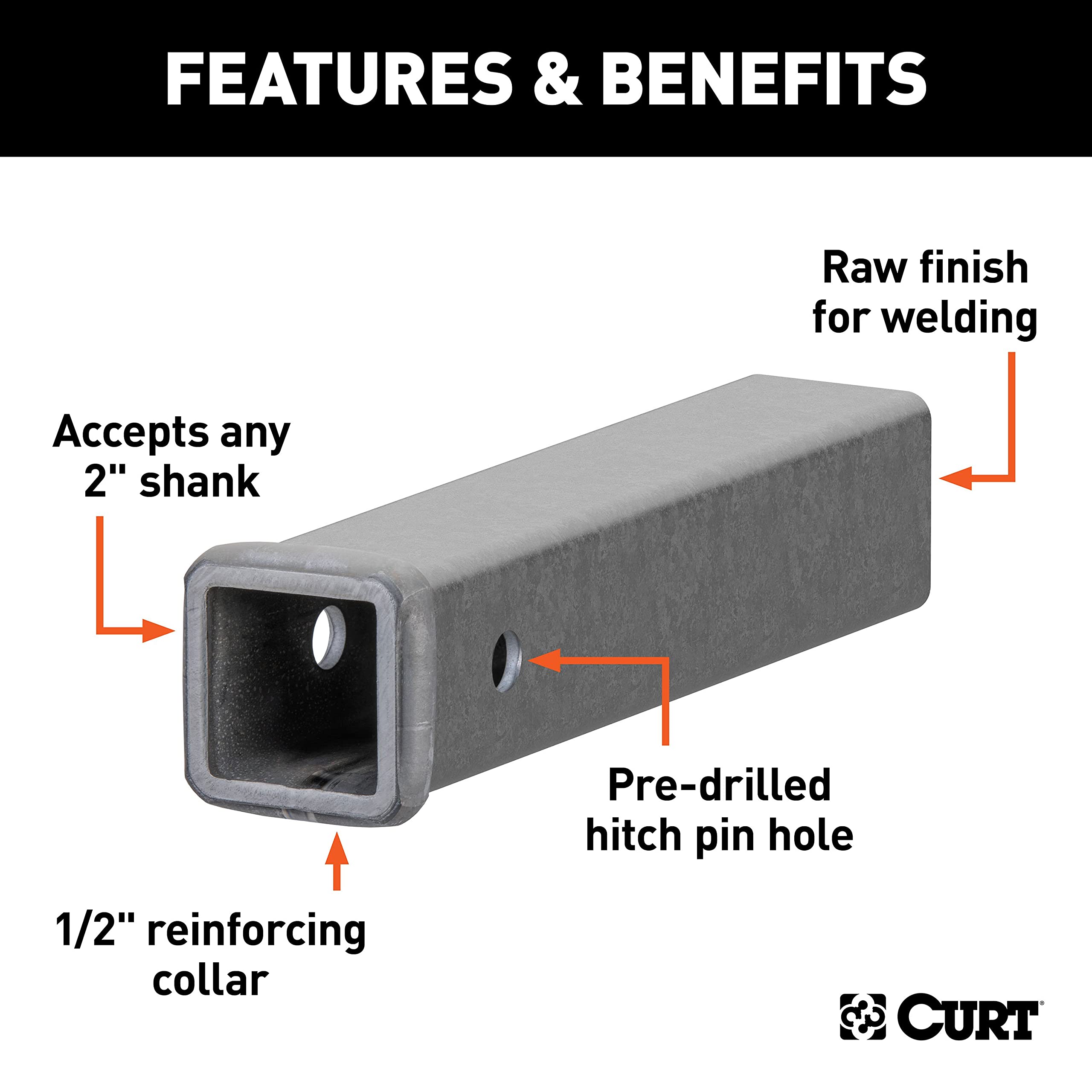 CURT 49120 welded into vehicle mount demonstrating practical towing extension