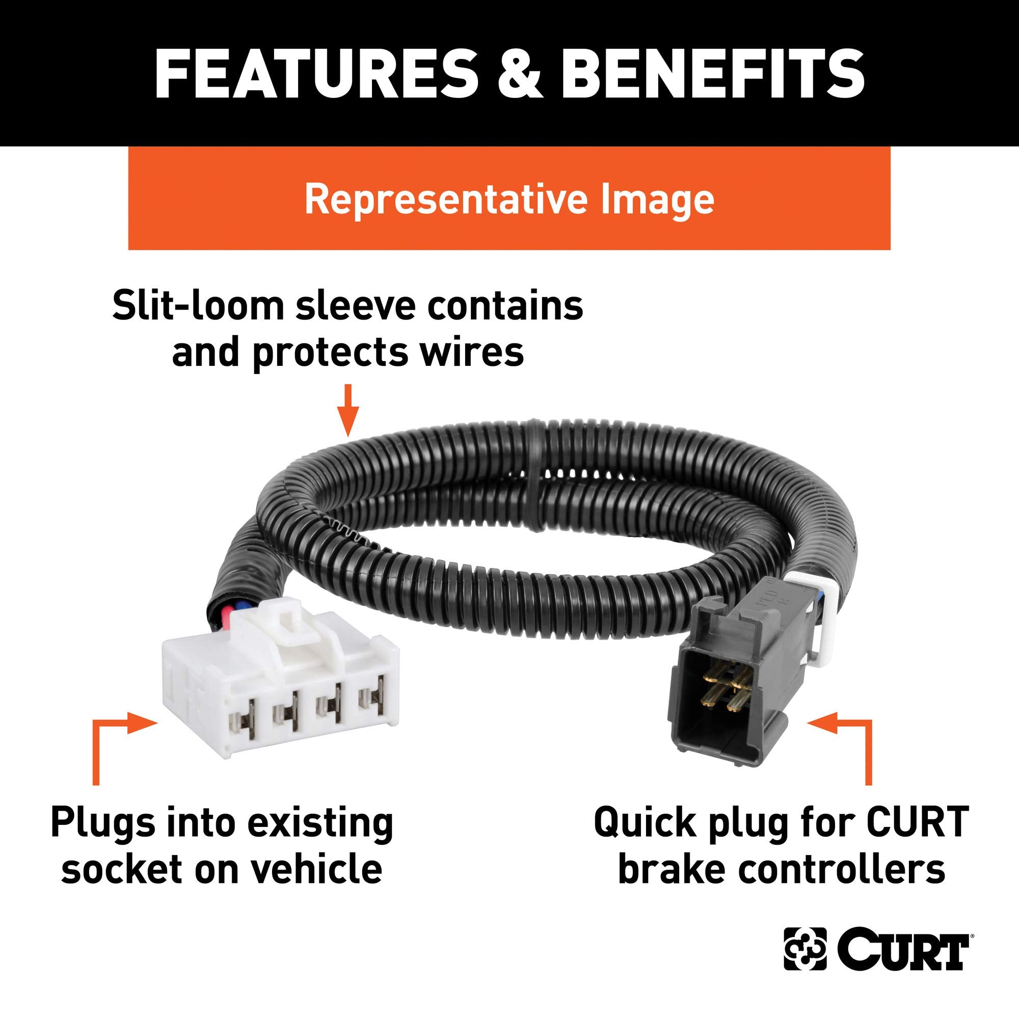 CURT 51452 slit-loom sleeve close-up protecting wires for long-term durability