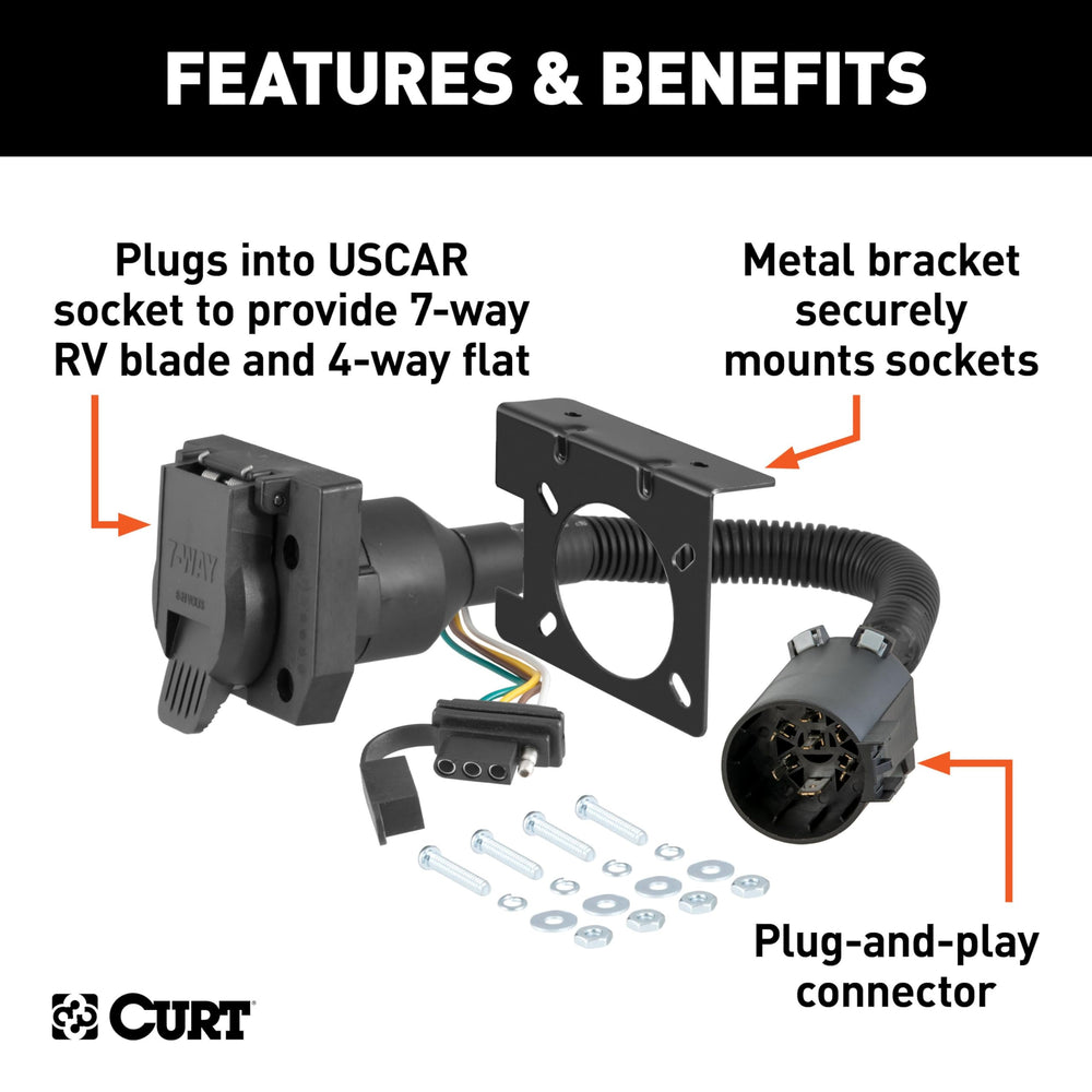 CURT close-up of 4-way flat socket showing clean contact access benefit