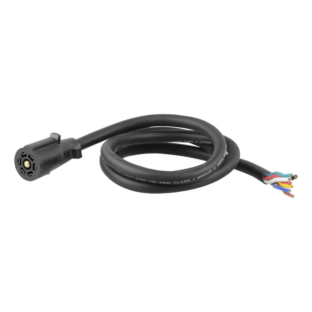 CURT 56601 front plug view showing male 7-way blade and secure connection benefit