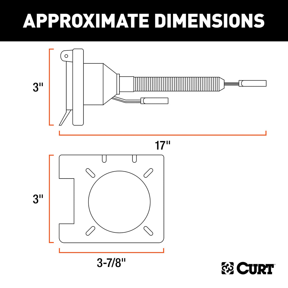 CURT 57672 7-way RV blade socket close-up emphasizing secure multi-function connections