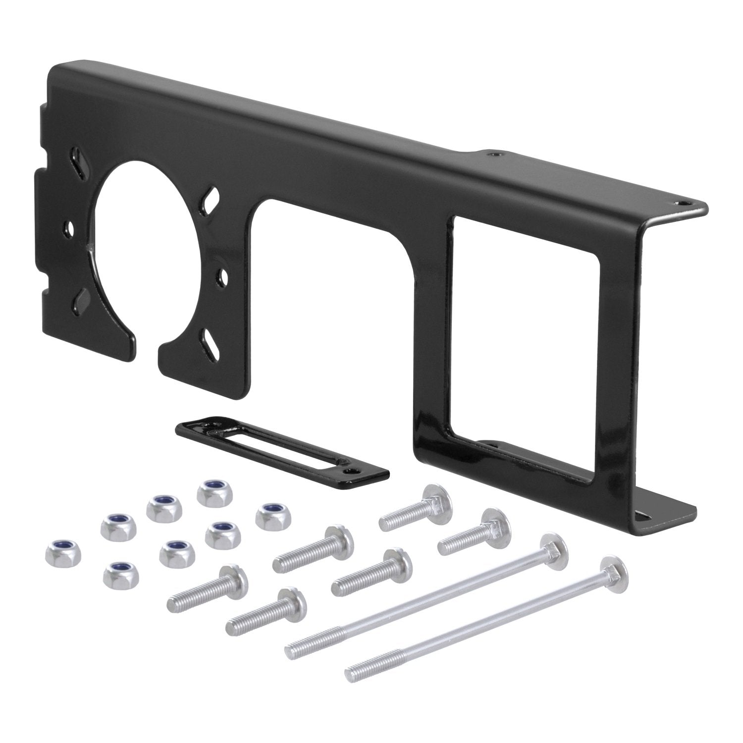 CURT box and hardware unboxed showing included bolts and ready-to-install parts