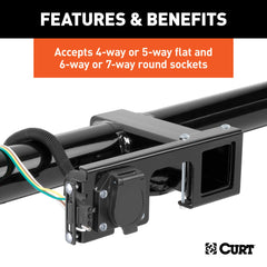 CURT with 4-way flat connector attached illustrating organized plug storage