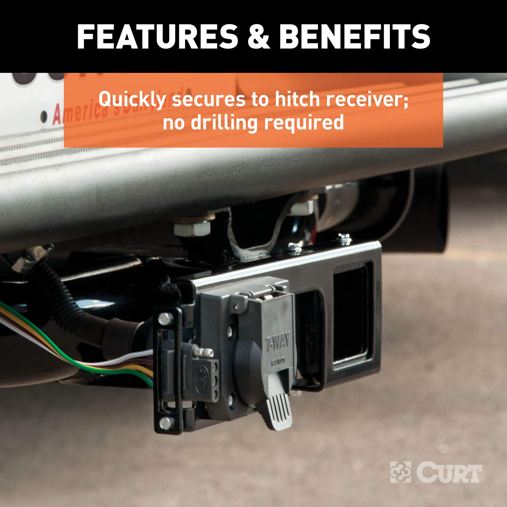 CURT with 7-way round connector attached showing versatile socket compatibility