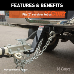 CURT side profile showing 6" drop and 9-1/4" length, aiding trailer leveling