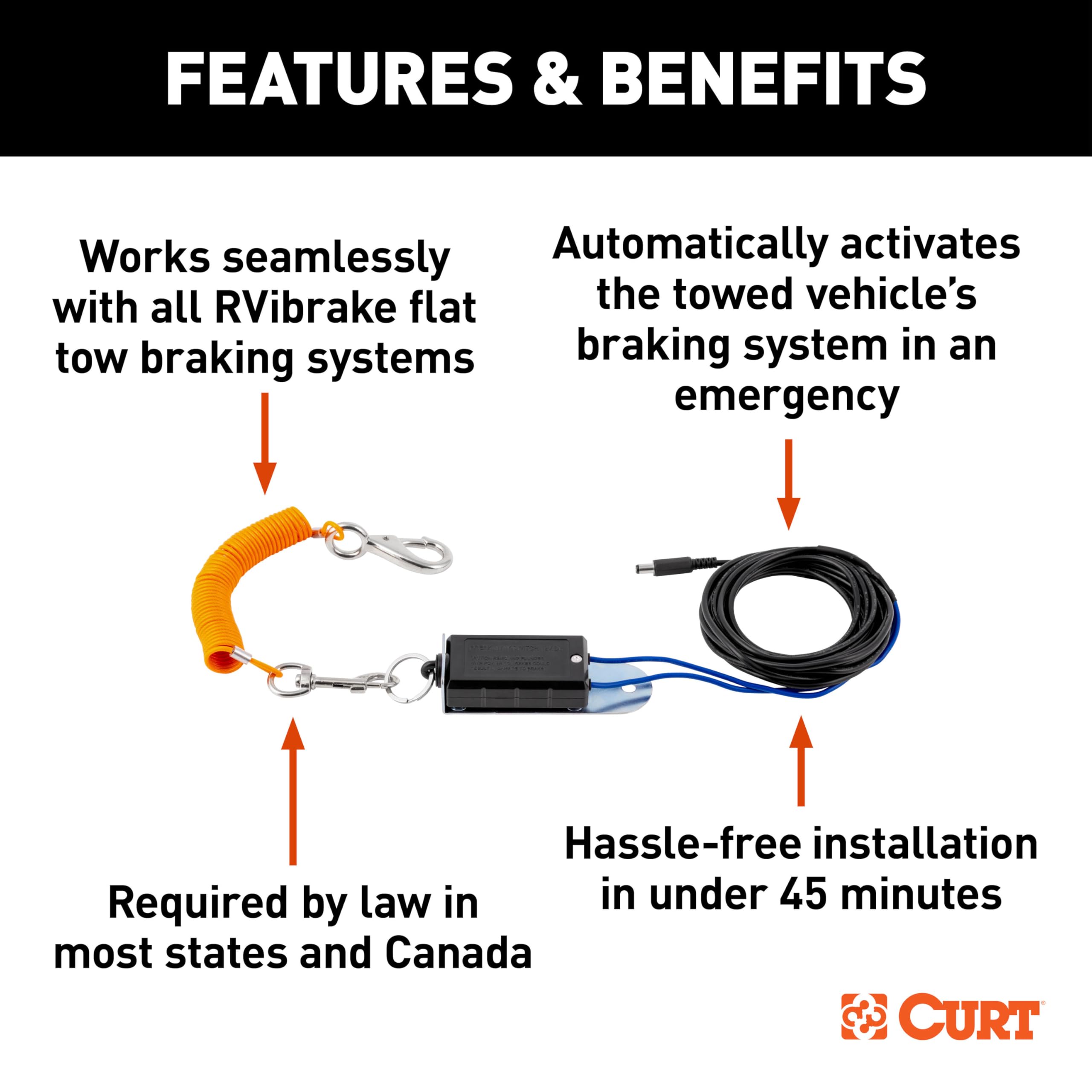 CURT components laid out with all parts visible for quick installation