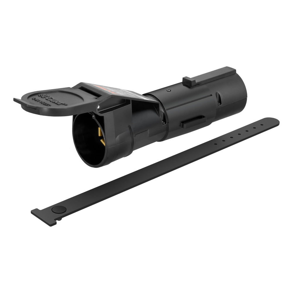 CURT Echo front view plugged into 7-way socket showing easy portable installation