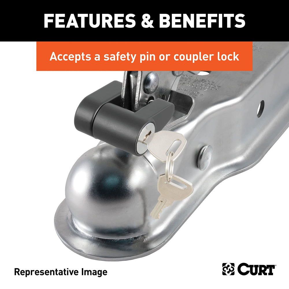 CURT attached to 2-inch ball demonstrating secure towing connection