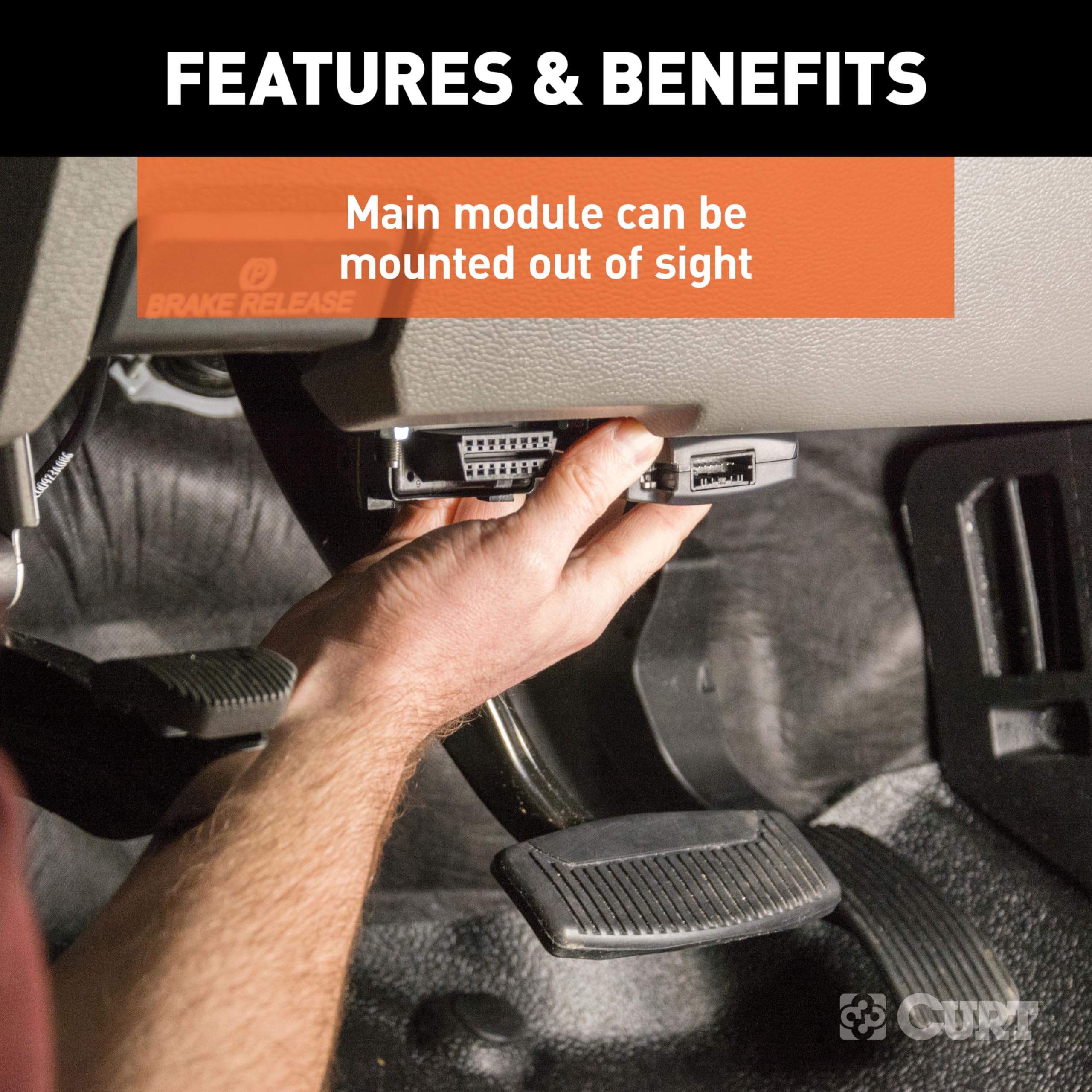 CURT manual override button press illustrating instant trailer braking control