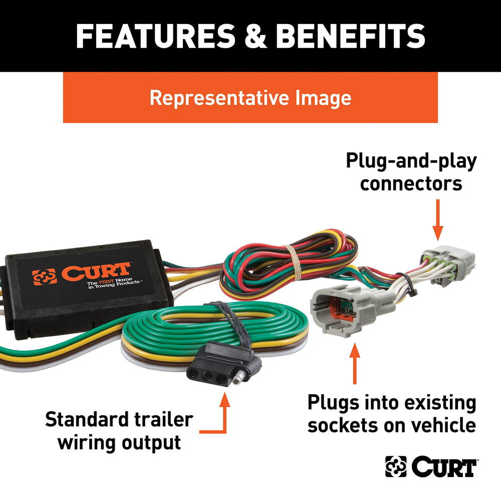 CURT wiring harness close-up plug detail for secure OEM-style connection