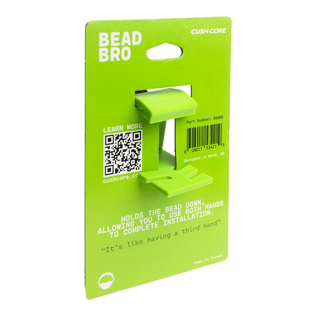 CushCore Bead Bro close-up of rubber bumper protecting rim finishes during use