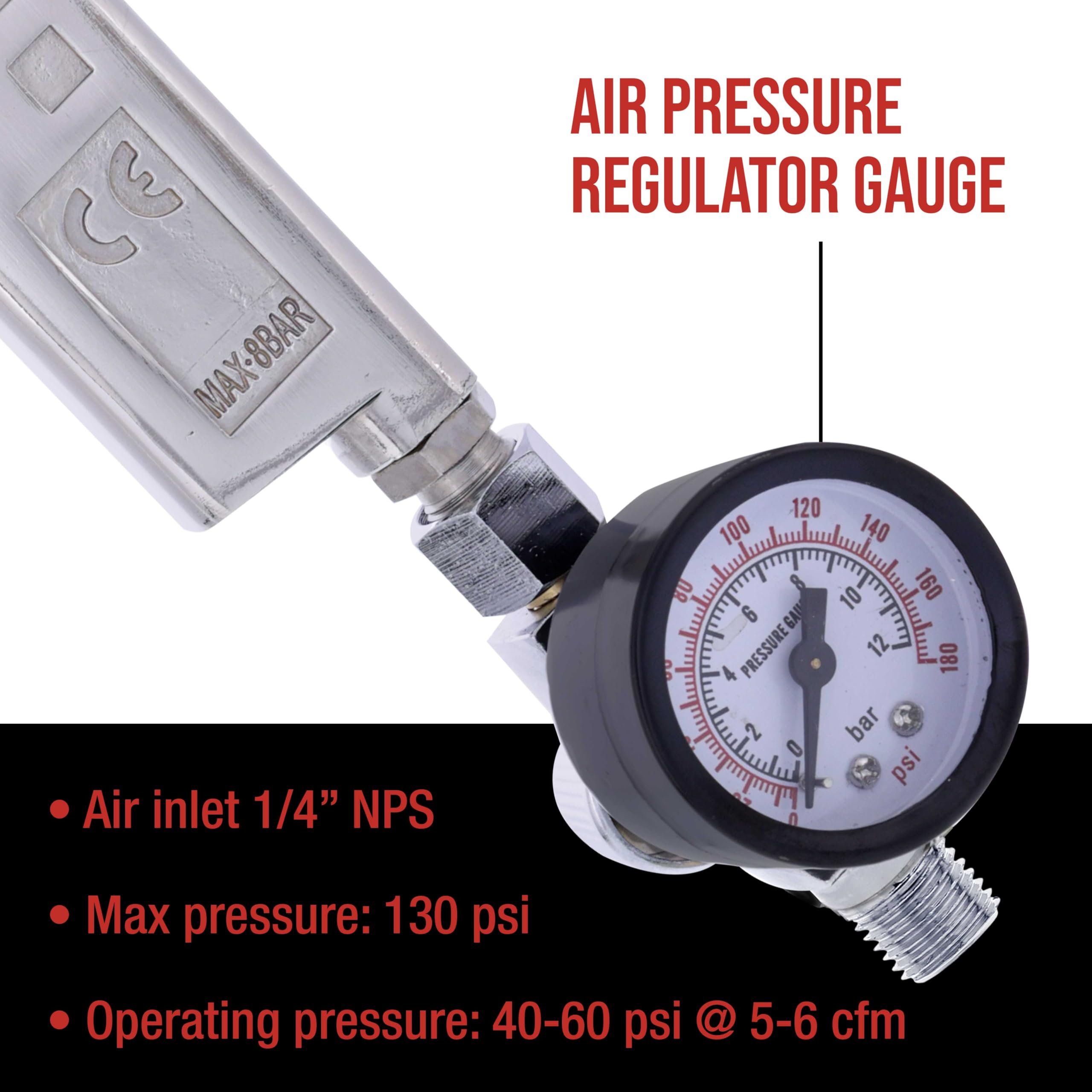 Custom Coat pressure gauge and regulator to lock in consistent spray pressure