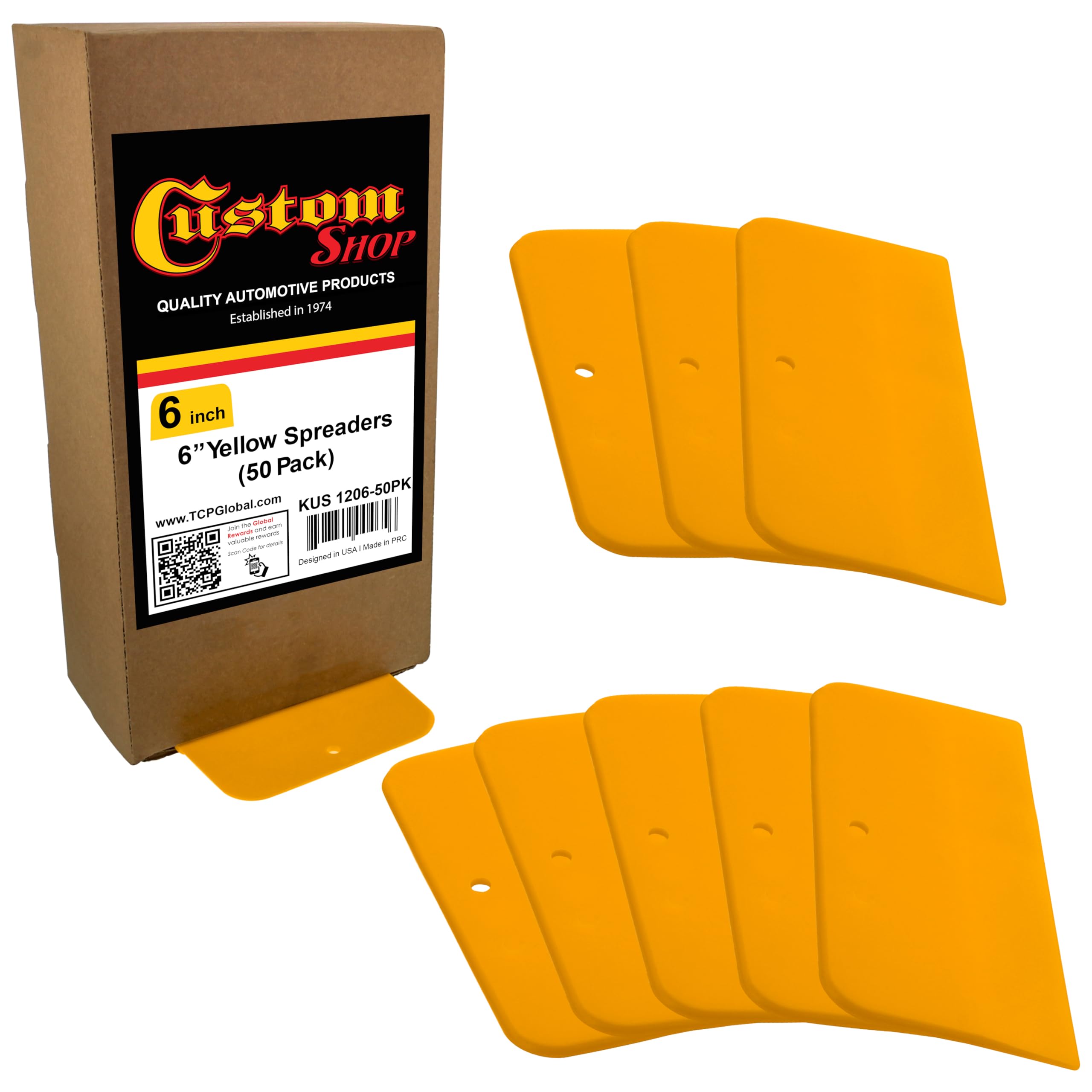 Custom Shop front view of 50-pack spreaders showing quantity and size benefit