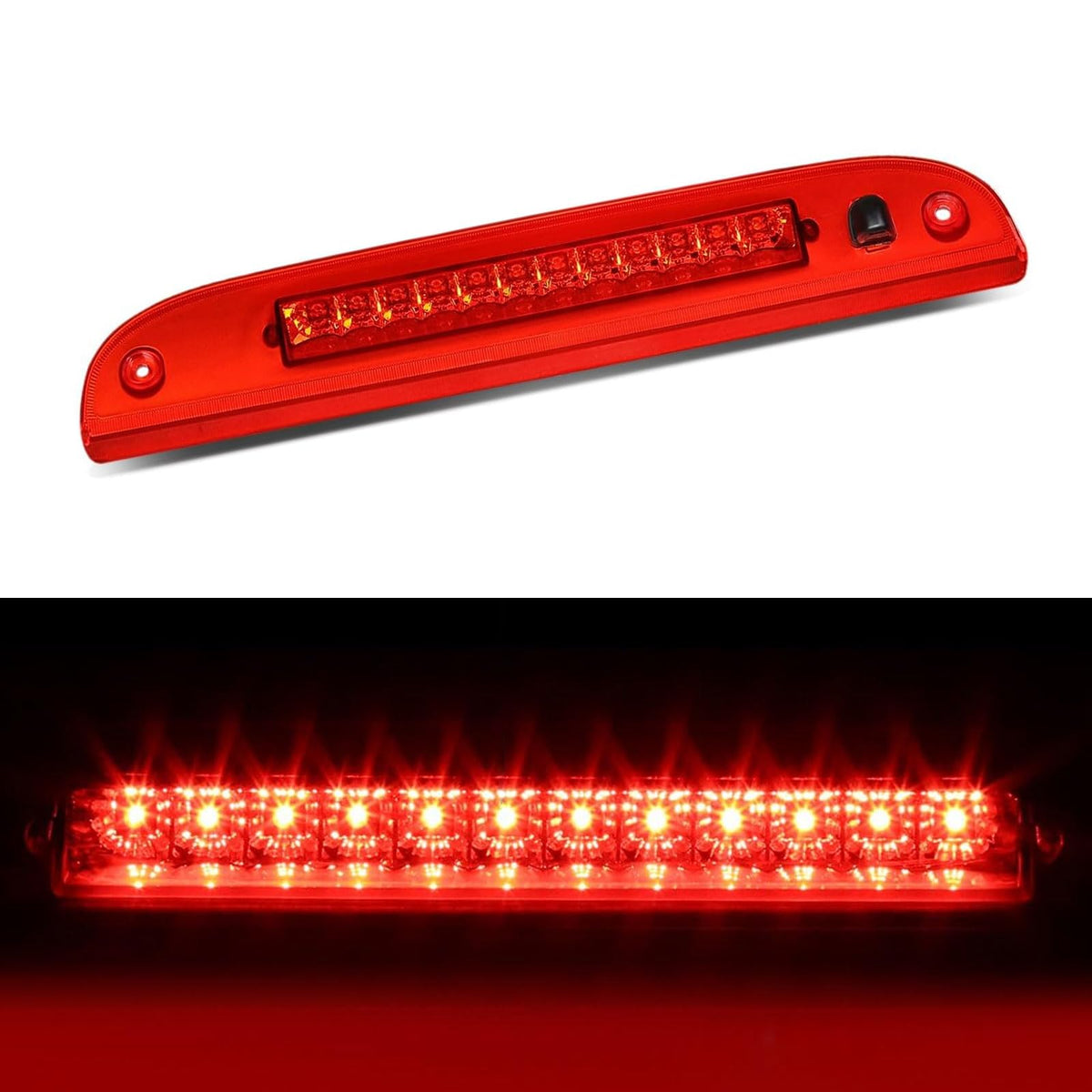 Cxdar front assembly view showing red LED lens and mounting points for easy replacement