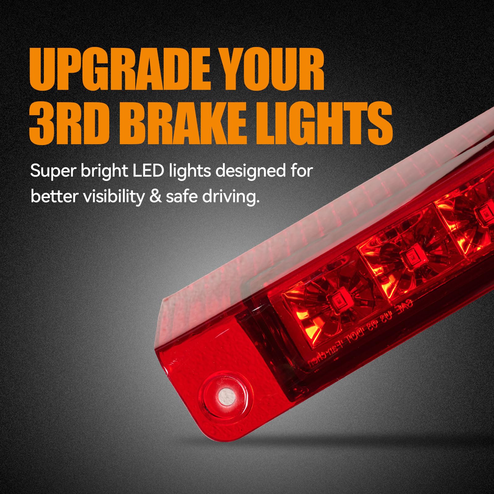 Cxdar dual-row LED close-up showing bright diodes for clearer signaling