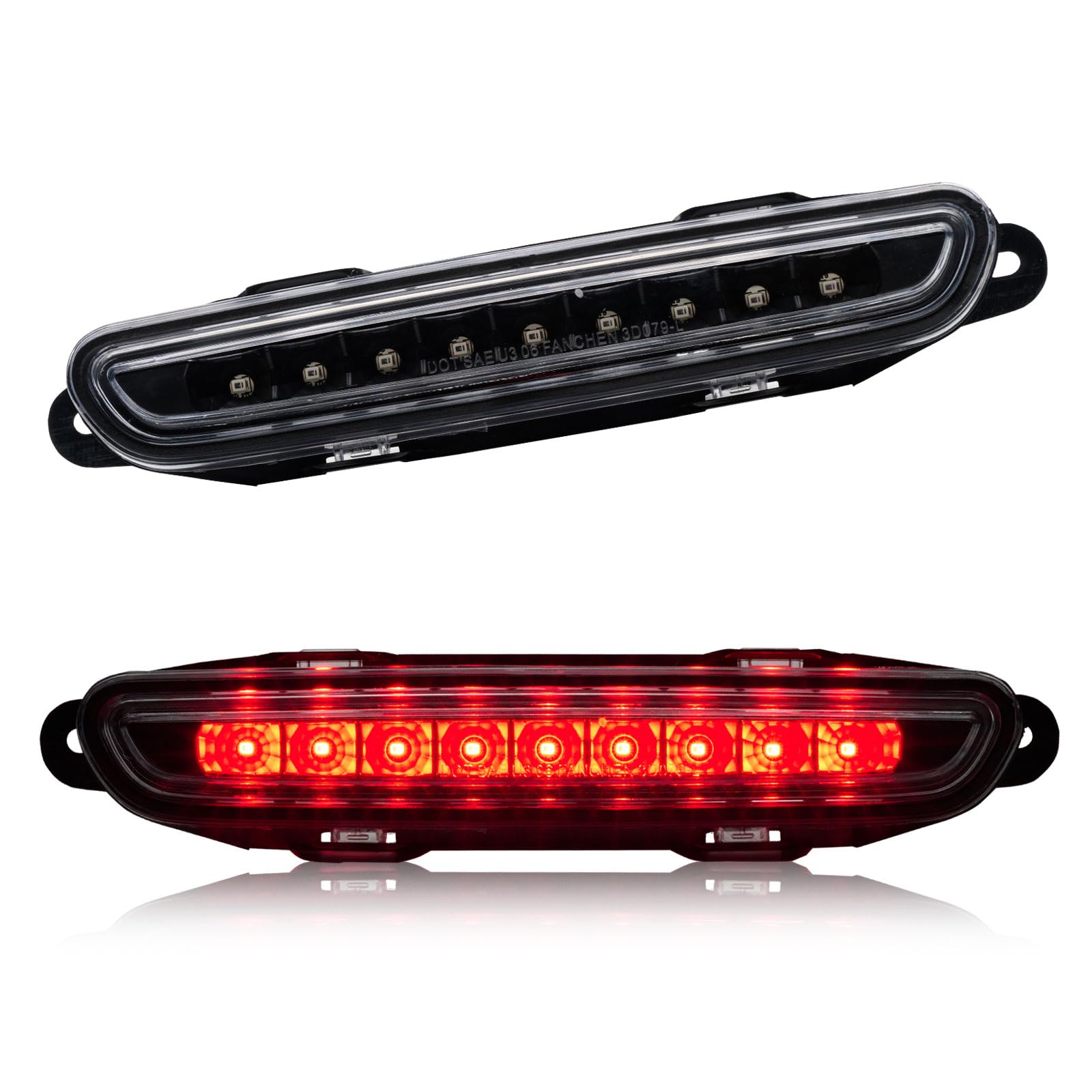 Cxdar front view of brake light showing exact fit and improved visibility