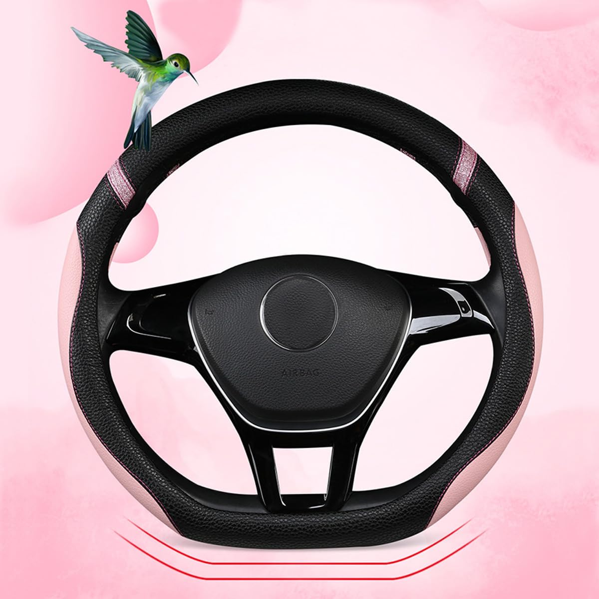 Cxtiy pink steering wheel cover front view showing stylish look and easy fit