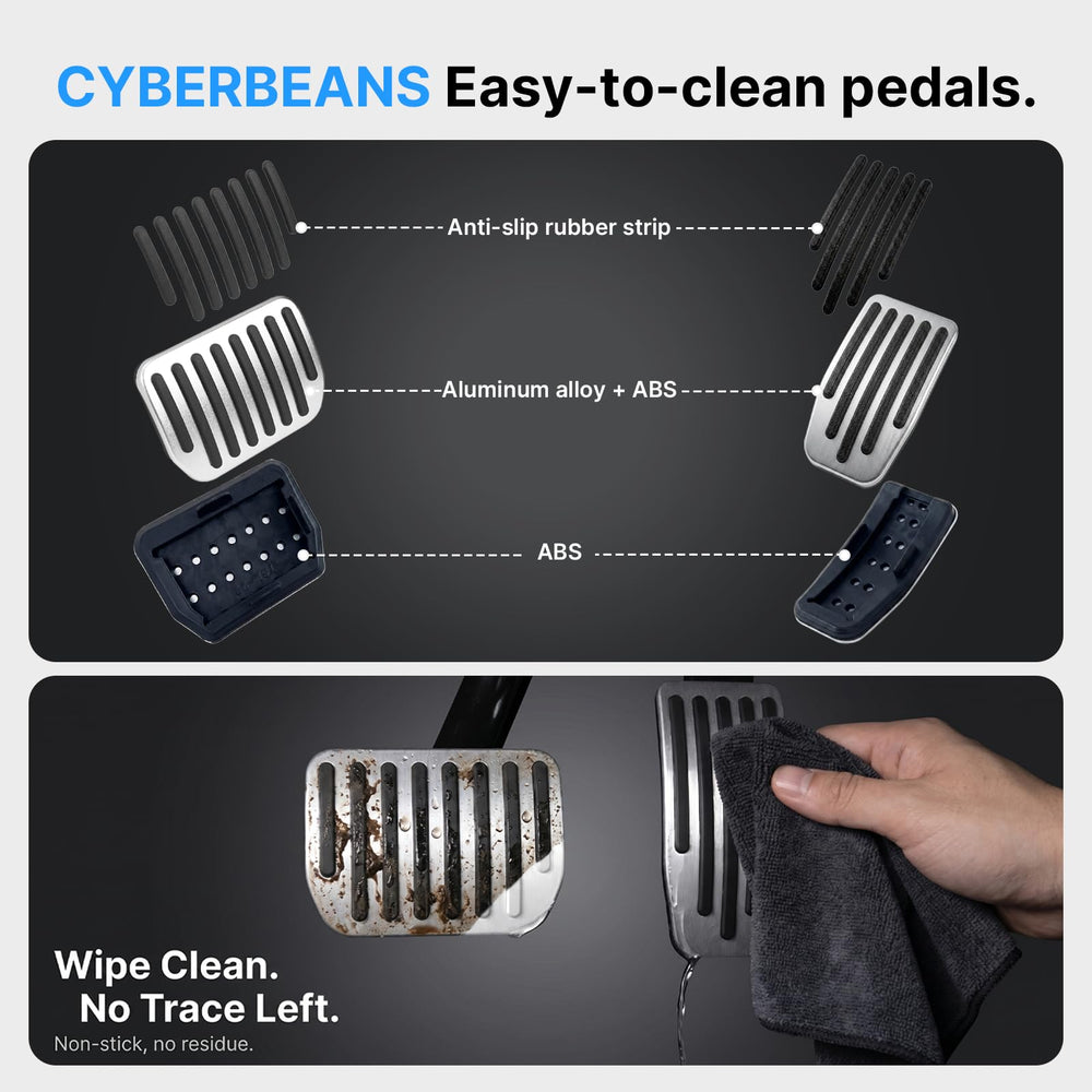 CYBERBEANS driver using pedals in Tesla showing ergonomic confidence