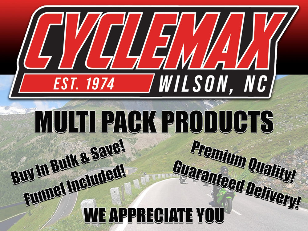 CYCLEMAX bottle label closeup showing Yamaha-compatible specification and clarity