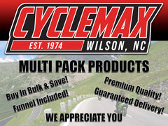 Close-up of Cyclemax bottle label highlighting genuine OEM specification and clarity