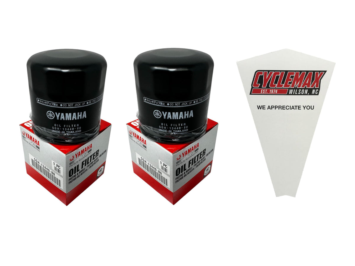 Cyclemax front packaging showing 5GH-13440-90-00 two-pack and funnel for easy maintenance