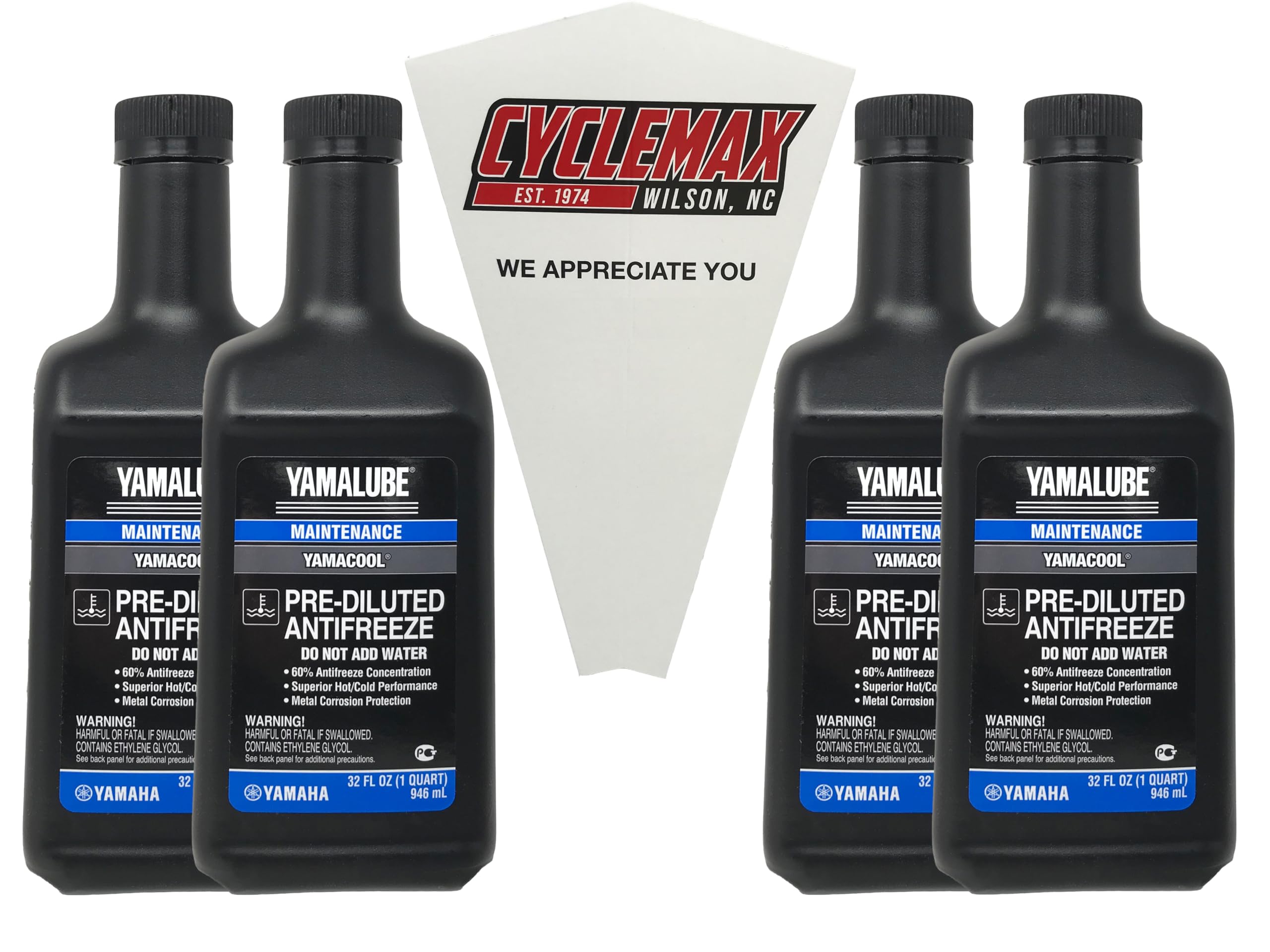 CYCLEMAX front pack showing four quarts and funnel for quick refills