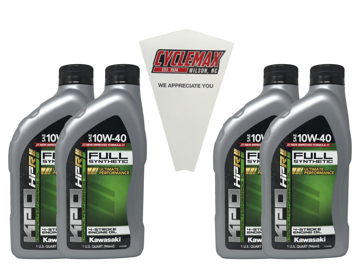 Cyclemax front view of four-pack showing OEM KPO labels for easy identification and confidence