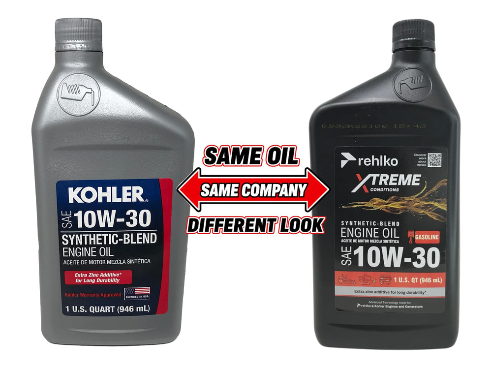 Cyclemax Kohler 10W-30 oil quart close-up label, readable specs for correct use